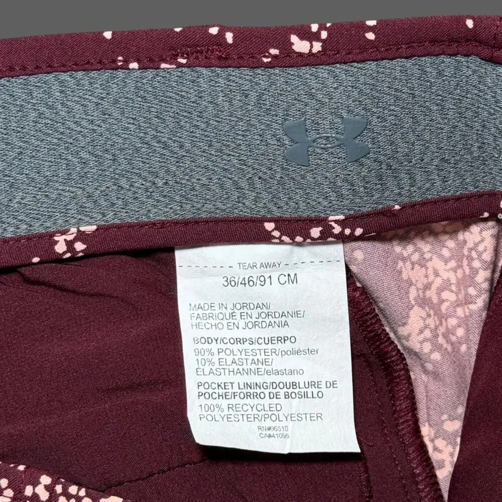 Under Armour UA Golf Printed Shorts Burgundy 36 NWT